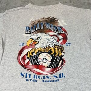 Vintage 1997 Sturgis Rally Week Shirt Mens XL Gray Eagle Motorcycle USA Apex One